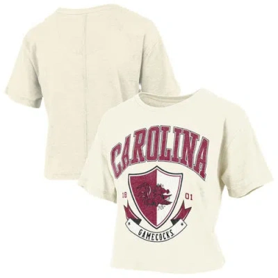 Pressbox Cream South Carolina Gamecocks Buckler Vintage Cropped T-shirt In White