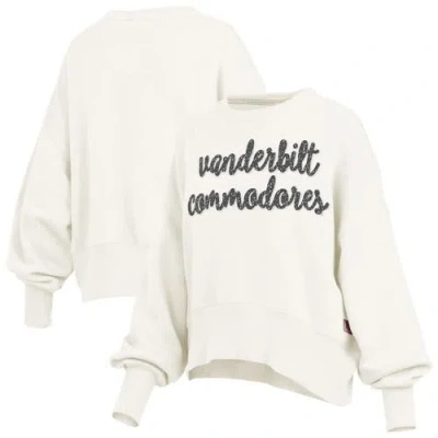 Pressbox Cream Vanderbilt Commodores Oversized Chelsea Waist Length Pullover Sweatshirt In White