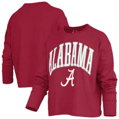 Pressbox Crimson Alabama Crimson Tide Motley Boxy Waist-length Long Sleeve T-shirt In Red