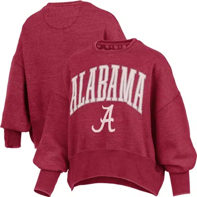 Pressbox Crimson Alabama Crimson Tide Oversized Waist-length Crewneck Sweatshirt In Red