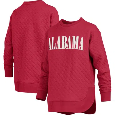 Pressbox Crimson Alabama Crimson Tide Quilted Long Sleeve Pullover Sweatshirt
