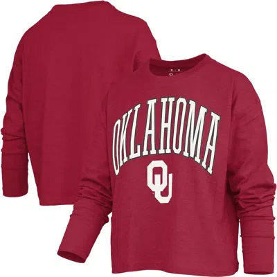Pressbox Crimson Oklahoma Sooners Motley Boxy Waist-length Long Sleeve T-shirt In Red