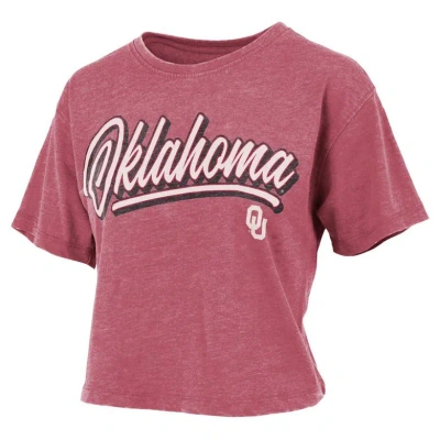 Pressbox Crimson Oklahoma Sooners Team Script Harlow Vintage Waist Length T-shirt