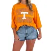 Pressbox Dolman Three Quarter Sleeve Slub Top In Light Orange In Orange