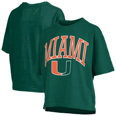 Pressbox Green Miami Hurricanes Nelson Arch Over Logo Waist Length Oversized Slub T-shirt