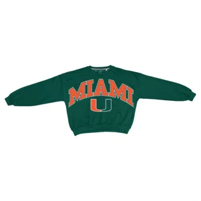 Pressbox Green Miami Hurricanes Oversized Janice Waist-length Sweatshirt