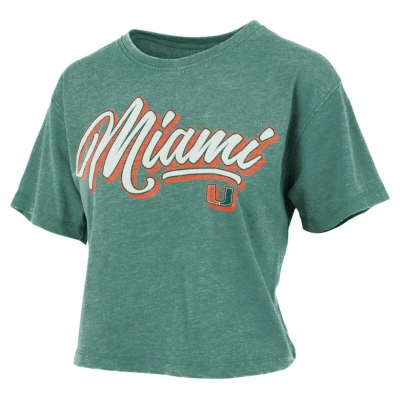 Pressbox Green Miami Hurricanes Team Script Harlow Vintage Waist Length T-shirt