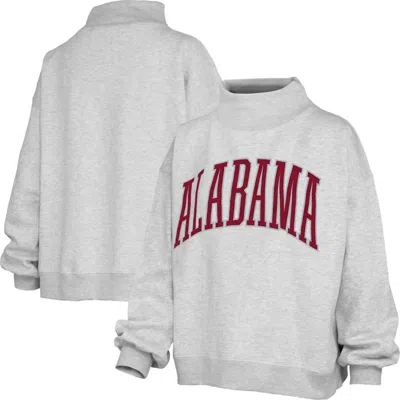 Pressbox Heather Gray Alabama Crimson Tide Oversized Nelson Mock Neck Sweatshirt