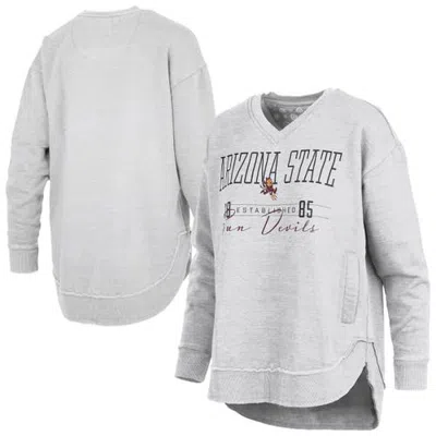 Pressbox Heather Gray Arizona State Sun Devils Marcus East Hall Poncho V-neck Sweatshirt