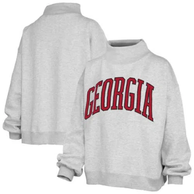 Pressbox Heather Gray Georgia Bulldogs Oversized Nelson Mock Neck Sweatshirt