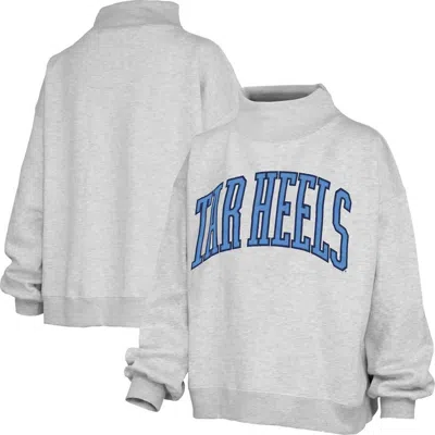 Pressbox Heather Gray North Carolina Tar Heels Oversized Nelson Mock Neck Sweatshirt