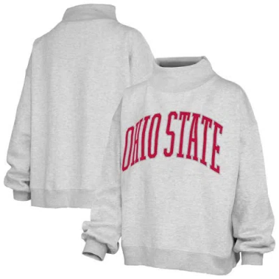 Pressbox Heather Gray Ohio State Buckeyes Oversized Nelson Mock Neck Sweatshirt