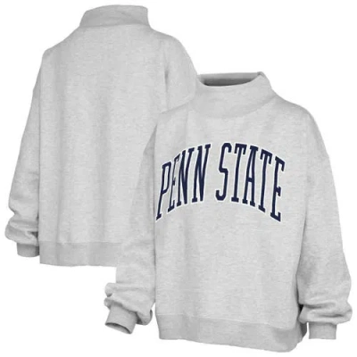 Pressbox Heather Gray Penn State Nittany Lions Oversized Nelson Mock Neck Sweatshirt