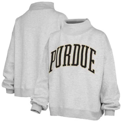Pressbox Heather Gray Purdue Boilermakers Oversized Nelson Mock Neck Sweatshirt In Multi