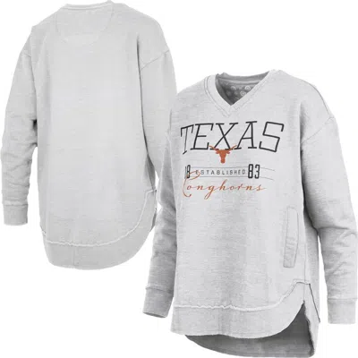 Pressbox Heather Gray Texas Longhorns Marcus East Hall Poncho V-neck Sweatshirt