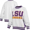 Pressbox Women's Heather Gray/purple Lsu Tigers Endzone Crewneck Sweatshirt In Gray