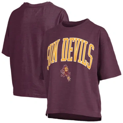 Pressbox Maroon Arizona State Sun Devils Nelson Arch Over Logo Waist Length Oversized Slub T-shirt In Purple