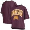 Pressbox Maroon Minnesota Golden Gophers Nelson Arch Over Logo Waist Length Oversized Slub T-shirt In White