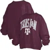 Pressbox Women's Maroon Texas A&m Aggies Janise Arch Over Logo Waist Length Oversized Pullover Sweatshirt In Burgundy