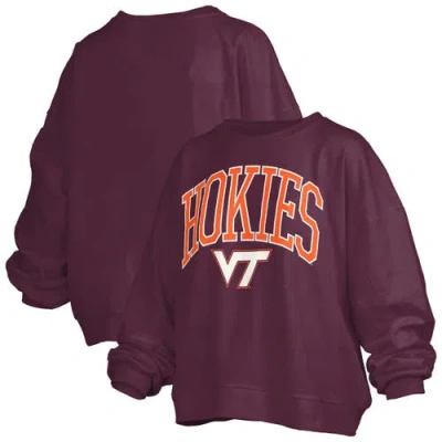 Pressbox Women's Maroon Virginia Tech Hokies Janise Arch Over Logo Waist Length Oversized Pullover Sweatshirt In Burgundy