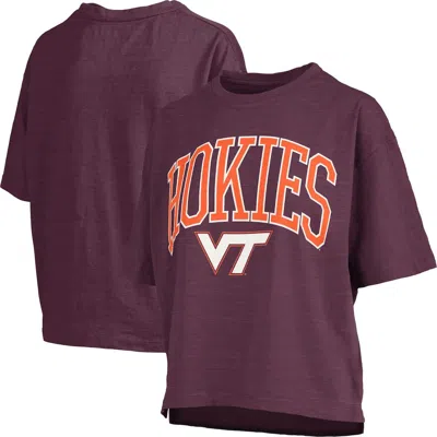 Pressbox Maroon Virginia Tech Hokies Nelson Arch Over Logo Waist Length Oversized Slub T-shirt In Burgundy