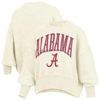 Pressbox Natural Alabama Crimson Tide Oversized Waist-length Crewneck Sweatshirt In White