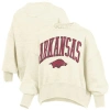 Pressbox Women's Natural Arkansas Razorbacks Oversized Waist-length Crewneck Sweatshirt In Neutral