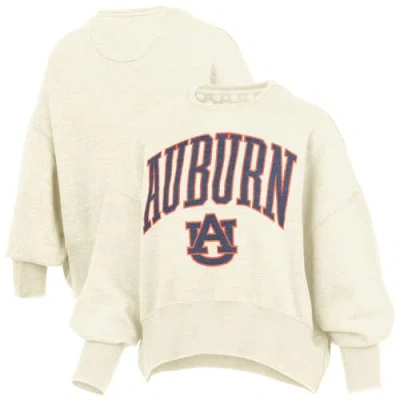 Pressbox Natural Auburn Tigers Oversized Waist-length Crewneck Sweatshirt In Neutral