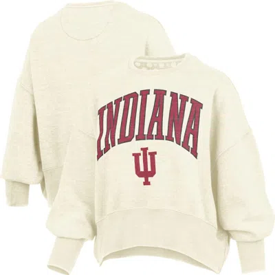 Pressbox Natural Indiana Hoosiers Oversized Waist-length Crewneck Sweatshirt In Brown