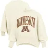 Pressbox Natural Minnesota Golden Gophers Oversized Waist-length Crewneck Sweatshirt In Neutral