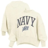 Pressbox Natural Navy Midshipmen Oversized Waist-length Crewneck Sweatshirt In Neutral