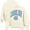 Pressbox Natural North Carolina Tar Heels Oversized Waist-length Crewneck Sweatshirt In White