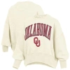 Pressbox Natural Oklahoma Sooners Oversized Waist-length Crewneck Sweatshirt In Neutral