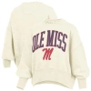 Pressbox Natural Ole Miss Rebels Oversized Waist-length Crewneck Sweatshirt In Neutral