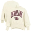 Pressbox Natural South Carolina Gamecocks Oversized Waist-length Crewneck Sweatshirt In Neutral