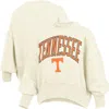 Pressbox Natural Tennessee Volunteers Oversized Waist-length Crewneck Sweatshirt In Neutral