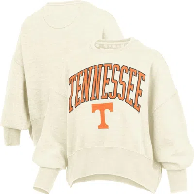 Pressbox Natural Tennessee Volunteers Oversized Waist-length Crewneck Sweatshirt In Neutral