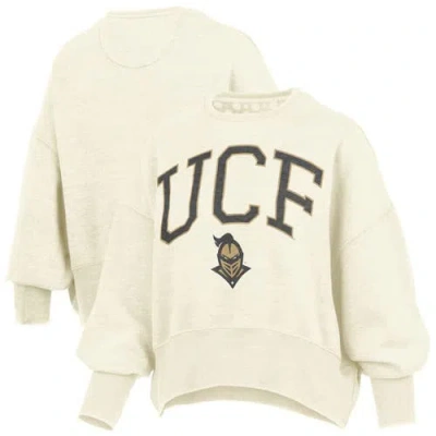 Pressbox Natural Ucf Knights Oversized Waist-length Crewneck Sweatshirt In Neutral
