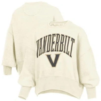 Pressbox Natural Vanderbilt Commodores Oversized Waist-length Crewneck Sweatshirt In White