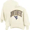 Pressbox Natural West Virginia Mountaineers Oversized Waist-length Crewneck Sweatshirt In Brown