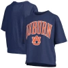 Pressbox Women's Navy Auburn Tigers Janise Arch Over Logo Waist Length Oversized Pullover Sweatshirt In Blue