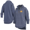 Pressbox Navy Michigan Wolverines Northfork Sojourn Poncho Quarter-zip Sweatshirt In Blue