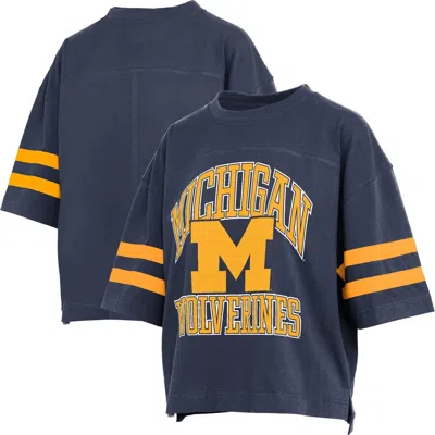 Pressbox Navy Michigan Wolverines Wayne Tyler Cropped T-shirt