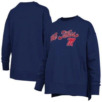 Pressbox Navy Ole Miss Rebels Bonanza Chenille Harper Script Sweatshirt In Blue