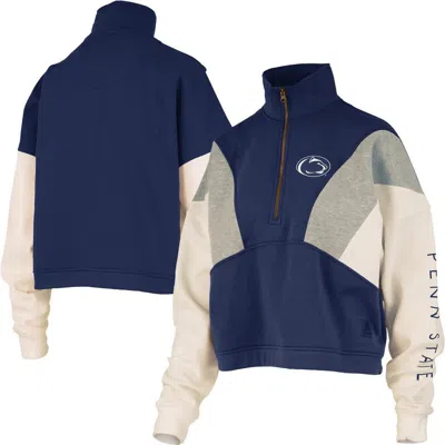 Pressbox Navy Penn State Nittany Lions Ferrara Color Block Quarter-zip Sweatshirt