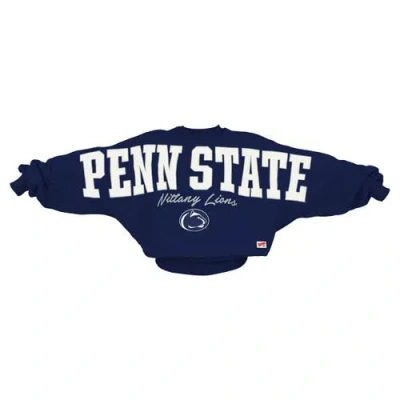 Pressbox Navy Penn State Nittany Lions Flannigan Oversized Dolman Pullover Sweatshirt In Blue