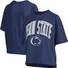 Pressbox Women's Navy Penn State Nittany Lions Nelson Arch Over Logo Waist Length Oversized Slub T-shirt In Blue