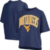 Pressbox Navy West Virginia Mountaineers Nelson Arch Over Logo Waist Length Oversized Slub T-shirt In Blue