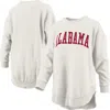 PRESSBOX PRESSBOX  OATMEAL ALABAMA CRIMSON TIDE MELANGE PONCHO VINTAGE FLEECE LONG SLEEVE PULLOVER SWEATSHIRT