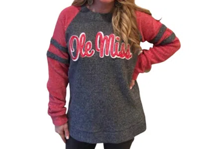 Pressbox Ole Miss Dawn Fleece Top In Grey In Gray